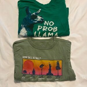 Size 6 GAP Kids Olive Green Graphic Tee with Sunset Height Chart
